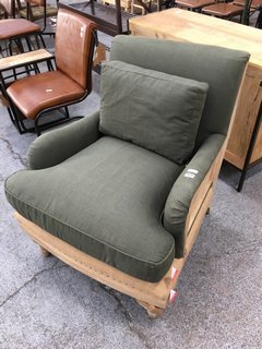 NKUKU ABE DECONSTRUCTED LINEN ARMCHAIR IN OLIVE - RRP £1200: LOCATION - C8