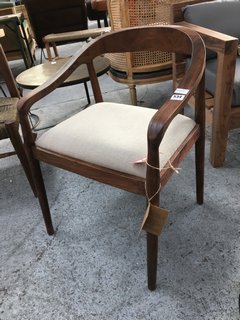 NKUKU ANBU ACACIA UPHOLSTERED DINING CHAIR IN WASHED WALNUT - RRP £325: LOCATION - C8