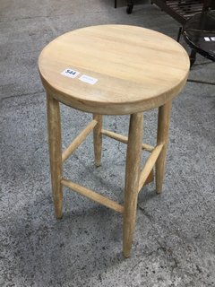 NKUKU MENGWI MANGO WOOD ROUND BAR STOOL IN NATURAL - RRP £195: LOCATION - C8