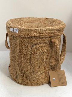 NKUKU PALLU BRAIDED JUTE LAUNDRY BASKET - RRP £125: LOCATION - BR