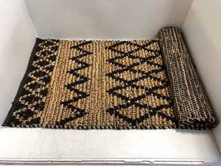 NKUKU AMBARA JUTE RUNNER IN BLACK & NATURAL: 177 X 66CM - RRP £175: LOCATION - BR