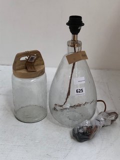 NKUKU BABA RECYCLED GLASS LAMP SMALL TO INCLUDE KITTO STORAGE JAR LARGE - COMBINED RRP £130: LOCATION - BR