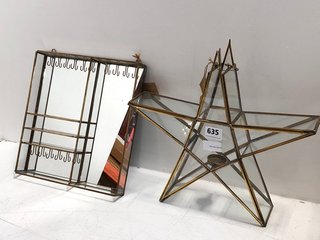 NKUKU SANWI STANDING STAR IN BRASS TO INCLUDE BEQUAI WALL HUNG JEWELLERY BOX SMALL IN ANTIQUE BRASS: LOCATION - BR