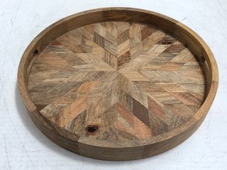 NKUKU PAWI MANGO WOOD TRAY ROUND - RRP £75: LOCATION - BR