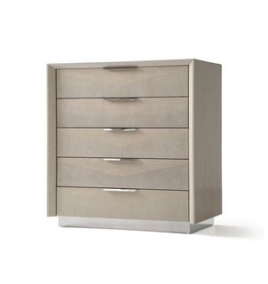 LUCIA TALL WIDE CHEST 5 DRAWERS HIGH GLOSS CREAM WALNUT 835WX475DX1240H MM - RRP £1039: LOCATION - B2