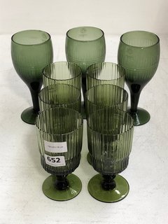 QTY OF ASSORTED NKUKU.COM GLASSWARE TO INCLUDE 6X FALI WINE GLASS IN OLIVE - RRP £67: LOCATION - BR