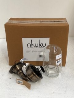 2X NKUKU.COM NGARI OUTDOOR LIGHT IN ANTIQUE BRASS - RRP £150: LOCATION - BR