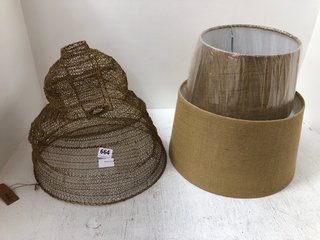 QTY OF ASSORTED NKUKU.COM LAMPSHADES TO INCLUDE LARGE JATANI OVAL WIRE LAMPSHADE IN ANTIQUE BRASS - RRP £95: LOCATION - CR