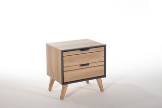 INDUS OAK 2 DRAWER NIGHTSTAND 450X580X590MM - RRP £299: LOCATION - B2