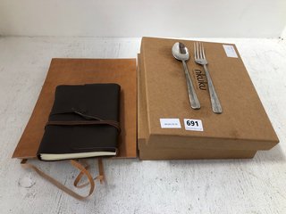 QTY OF NKUKU.COM HOME ACCESSORIES TO INCLUDE HURI CUTLERY SET IN BURNT SILVER - RRP £185: LOCATION - CR