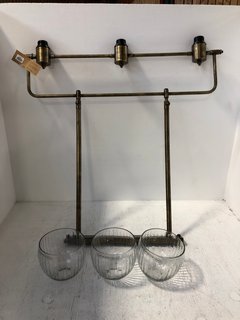 NKUKU.COM DUGA TRIPLE PENDANT LIGHT IN ANTIQUE BRASS - RRP £495: LOCATION - CR