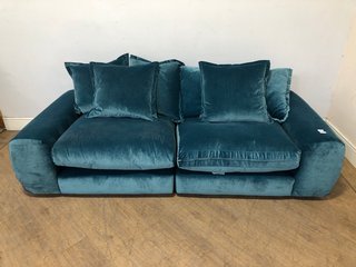 LOAF.COM WODGE MEDIUM MODULAR SOFA IN TEACUP TEAL CLEVER VELVET - RRP £2790: LOCATION - C1