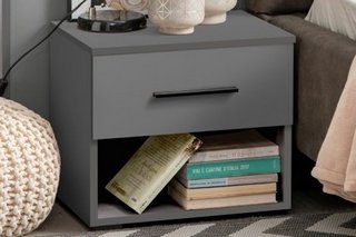 TOMY NIGHTSTAND PAIR OF GREY NIGHTSTANDS IN 1 CARTON CONTAINS 2 - RRP £195: LOCATION - B2