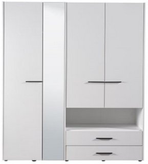 LEON COMBI WARDROBE WITH 3.5 DOORS 2 DRAWERS RAILS AND SHELVES WHITE FINISH 1610W540DX2050HMM - RRP £875: LOCATION - B3