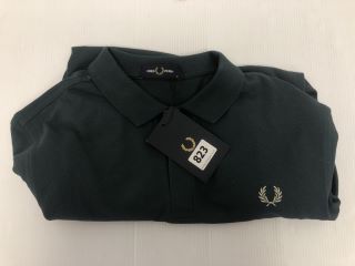 FRED PERRY LONG SLEEVE POLO SHIRT IN GREEN SIZE M