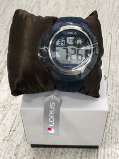 LORUS WATER 100M RESISTANT DIGITAL MENS WATCH IN NAVY WITH SILICONE STRAP: LOCATION - E8