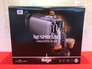 SAGE NESPRESSO CREATISTA PLUS STAINLESS STEEL COFFEE MACHINE - RRP £500: LOCATION - BOOTH