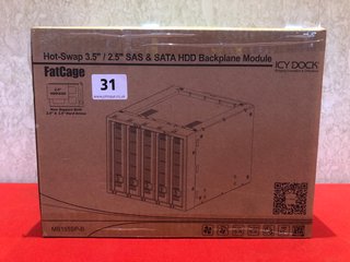 ICY DOCK FATCAGE HOT-SWAP 3.5"/2.5" SAS & SATA HDD BACKPLANE MODULE - MODEL MB155SP-B - RRP £199: LOCATION - BOOTH