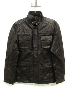 BARNEY & TAYLOR PERFECT SEASONLESS LAMB DD WASHED LEATHER JACKET IN DARK BROWN - UK M - RRP £450.00: LOCATION - BOOTH