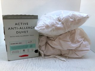 JOHN LEWIS & PARTNERS 3 X ASSORTED BEDDING ITEMS TO INCLUDE ACTIVE ANTI-ALLERGY DOUBLE DUVET WITH HEIQ ALLERGEN TECH: LOCATION - H5