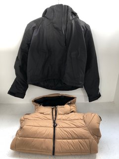 SUPERDRY CLASSIC PUFFER JACKET IN BEIGE - UK SIZE L TO INCLUDE CODE WINDCHEATER JACKET IN BLACK - UK SIZE M: LOCATION - WH2
