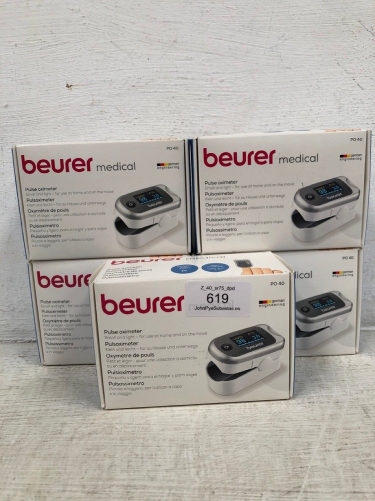 John Pye Auctions 5 X BEURER PO40 PULSE OXIMETER MEASURES HEART RATE, ARTERIAL OXYGEN