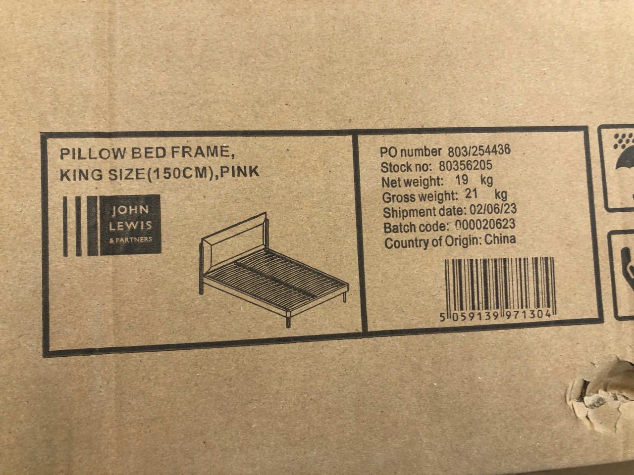 John Pye Auctions JOHN LEWIS PILLOW BED FRAME KING SIZE RRP £799