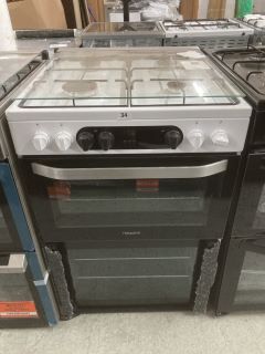 HOTPOINT GAS DOUBLE OVEN MODEL NO: HDM67G9C2CW (SMASHED GLASS)