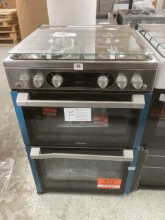 HOTPOINT GAS DOUBLE OVEN MODEL NO: HDM67G0C2CX (SMASHED GLASS)