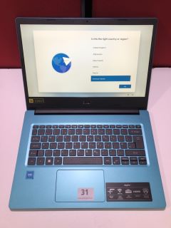ACER ASPIRE 1 A114-31 SERIES 128GB LAPTOP IN BLUE. (WITH  BOX & CHARGER). INTEL CELERON N4500, 4GB RAM,   [JPTN35280]