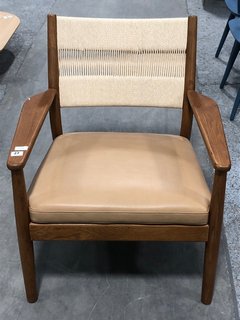 JOHN LEWIS & PARTNERS CORD ARMCHAIR IN SELVAGGIO PARCHMENT - RRP £749: LOCATION - A4