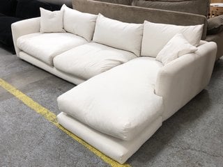 LOAF.COM EXTRA LARGE RIGHT HAND SQUISHMEISTER CHAISE SOFA IN CLOTTED CREAM CLEVER LAUNDERED LINEN - RRP £4115: LOCATION - C5