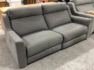 JOHN LEWIS & PARTNERS ELEVATE LARGE 2 SEATER POWER RECLINER SOFA IN SOFT TOUCH LEATHER GREY - RRP £3499: LOCATION - C6