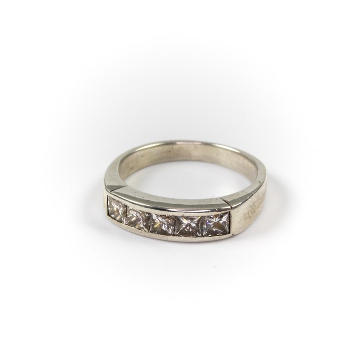 Silver Gold Plated 0.65ct Diamond Five Stone Band Ring, Size G½, 2.5g.  Auction Guide: £200-£300