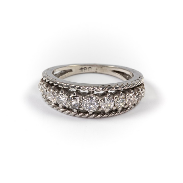 18K White 0.90ct Diamond Half Eternity Ring, Size M, 6.3g.  Auction Guide: £400-£500