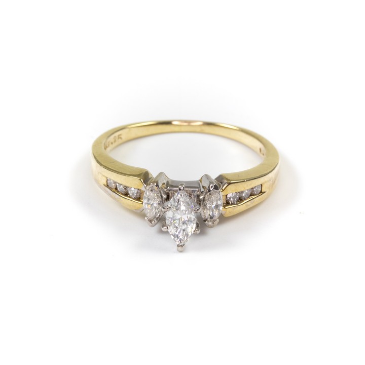 14K Yellow and White 0.25ct Diamond Nine Stone Ring, Size O, 3.7g.  Auction Guide: £275-£375