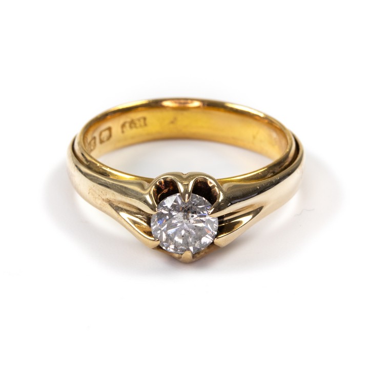 22ct and 9K Yellow 1.00ct Diamond Gypsy Ring, Size R½, 8.7g. Colour H, Clarity I3. Auction Guide: £900-£1,000