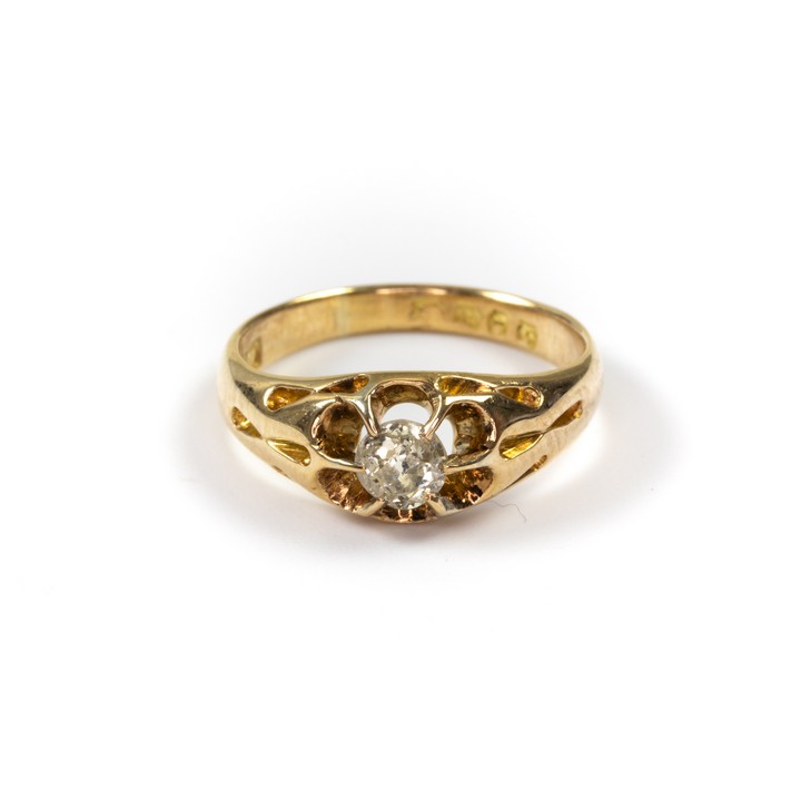 18ct Yellow Gold 0.25ct Diamond Gypsy Ring, Size I½, 3.2g.  Auction Guide: £175-£275
