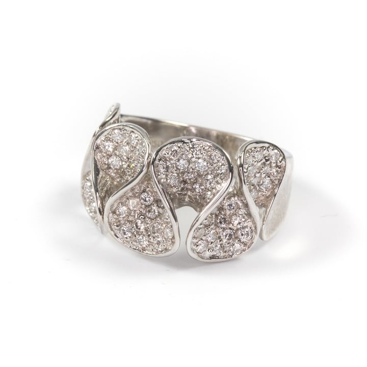 18K White 1.00ct Diamond Pavé Dress Ring, Size L½, 8g.  Auction Guide: £550-£650