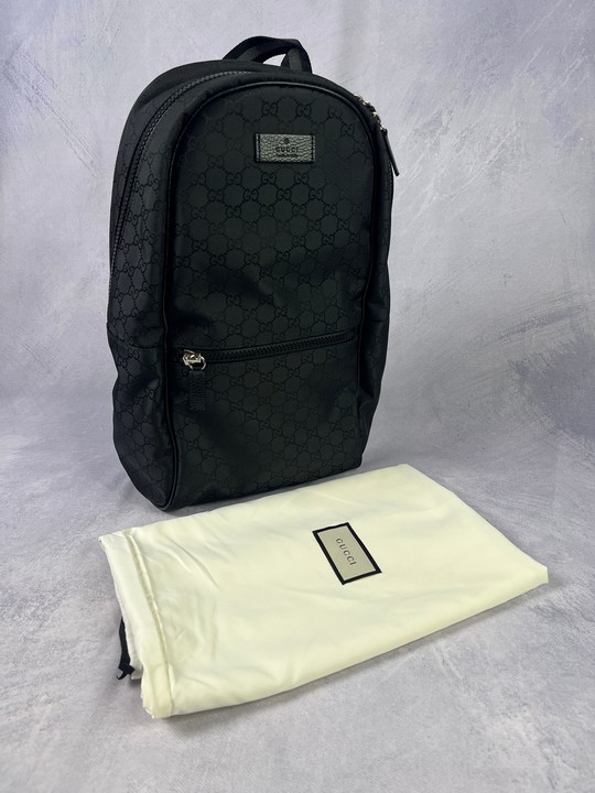 Gucci GG Monogram Nylon Backpack, Comes with Dust Bag.  Dimensions:Approx H:47cm W:31cm D:13cm.
