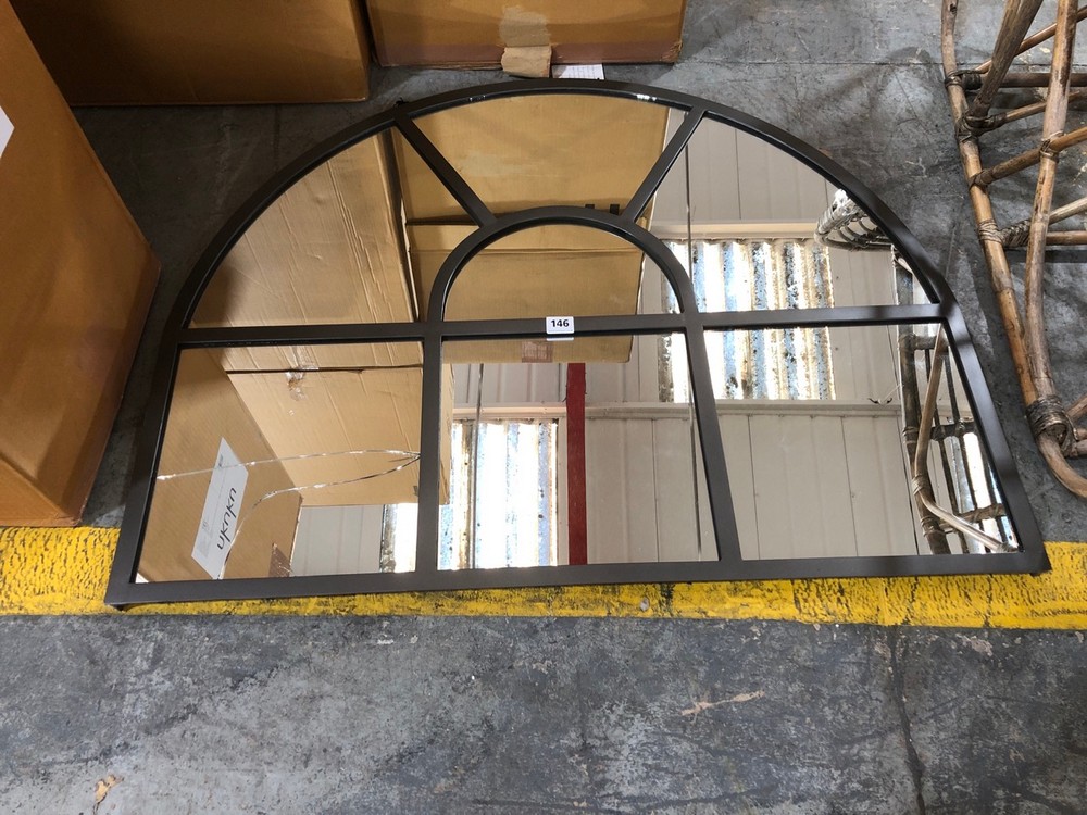 John Pye Auctions NKUKU IMOMA IRON OVERMANTLE ARCH MIRROR RRP £375