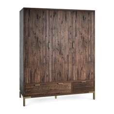 OAK FURNITURE LAND MADISON SOLID HARDWOOD & METAL TRIPLE WARDROBE - RRP £1399 (BLOCK A)(COLLECTION OR OPTIONAL DELIVERY AVAILABLE*)