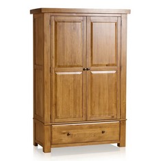 OAK FURNITURE LAND HERCULES RUSTIC SOLID OAK DOUBLE WARDROBE - RRP £1049 (BLOCK A)(COLLECTION OR OPTIONAL DELIVERY AVAILABLE*)