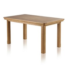 OAK FURNITURE LAND CANTERBURY NATURAL SOLID OAK 6-8 SEATER EXTENDABLE DINING TABLE - RRP £629 TO INCLUDE 6 X OAK FURNITURE LAND WILLOW SOLID OAK WITH GREY WASH DINING CHAIR PATTERNED BEIGE FABRIC - R