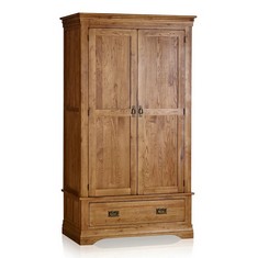 OAK FURNITURE LAND FRENCH FARMHOUSE RUSTIC SOLID OAK DOUBLE WARDROBE - RRP £849 (BLOCK A)(COLLECTION OR OPTIONAL DELIVERY AVAILABLE*)