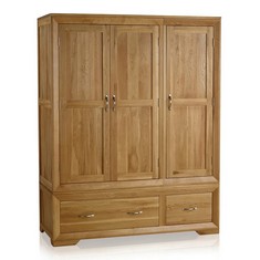 OAK FURNITURE LAND ALTO NATURAL SOLID OAK TRIPLE WARDROBE - RRP £1349 (BLOCK A)(COLLECTION OR OPTIONAL DELIVERY AVAILABLE*)