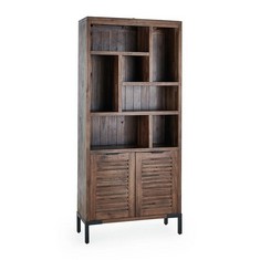 OAK FURNITURE LAND DETROIT SOLID HARDWOOD & METAL TALL BOOKCASE - RRP £599 (BLOCK A)(COLLECTION OR OPTIONAL DELIVERY AVAILABLE*)