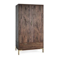OAK FURNITURE LAND MADISON SOLID HARDWOOD & METAL DOUBLE WARDROBE - RRP £899 (BLOCK A)(COLLECTION OR OPTIONAL DELIVERY AVAILABLE*)
