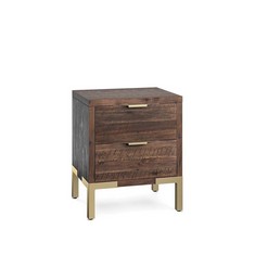 OAK FURNITURE LAND MADISON SOLID HARDWOOD & METAL 2 DRAWER BEDSIDE TABLE - RRP £269 (BLOCK A)(COLLECTION OR OPTIONAL DELIVERY AVAILABLE*)