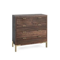 OAK FURNITURE LAND MADISON SOLID HARDWOOD & METAL 5 DRAWER CHEST - RRP £549 (BLOCK A)(COLLECTION OR OPTIONAL DELIVERY AVAILABLE*)